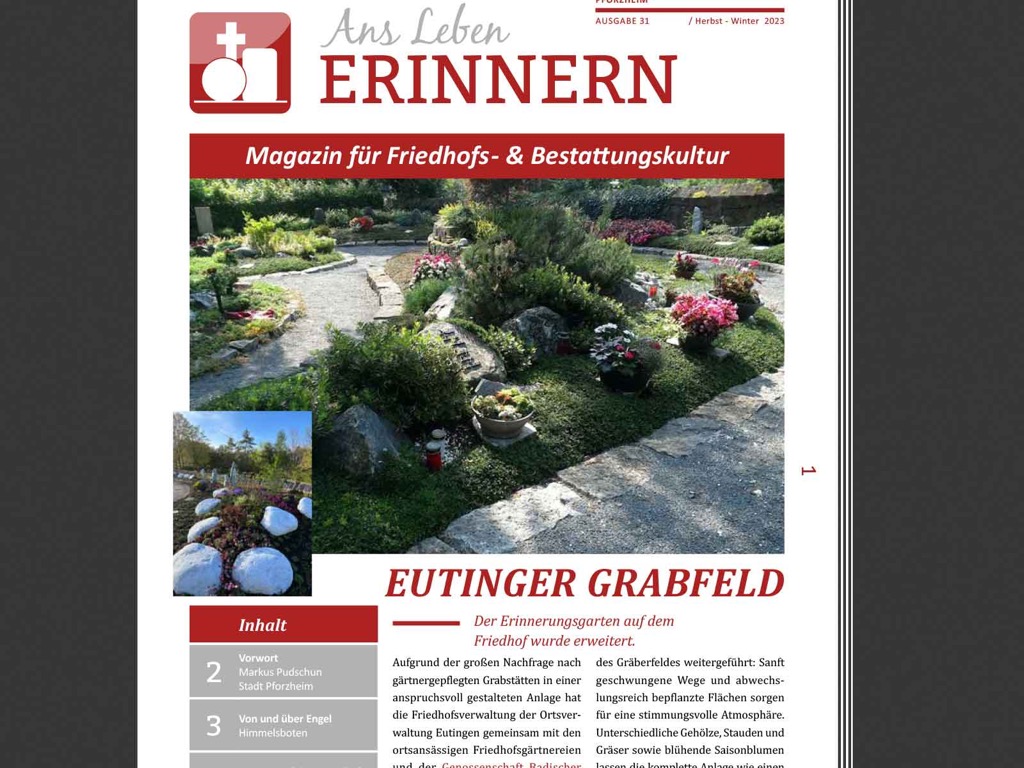 Titelseite Magazin „Ans Leben ERINNERN“, Ausgabe 31, Herbst–Winter 2023